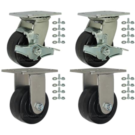 Mapp Caster Tool Box and Job Box Casters, 4 Phenolic Wheel Casters, 3200# Cap., PK4 146DURB420-TOOLBOX